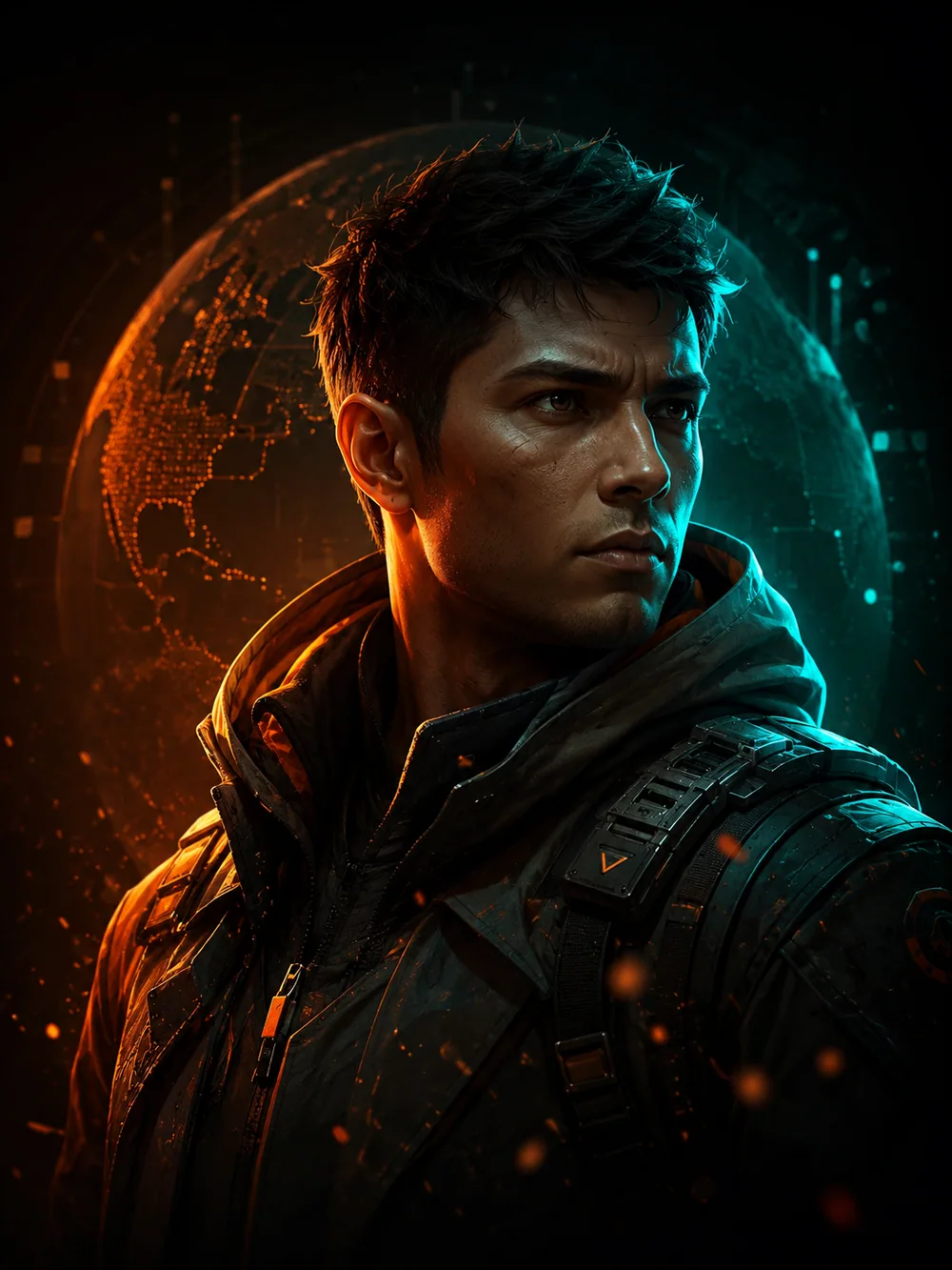 Futuristic game character representing game content localization.